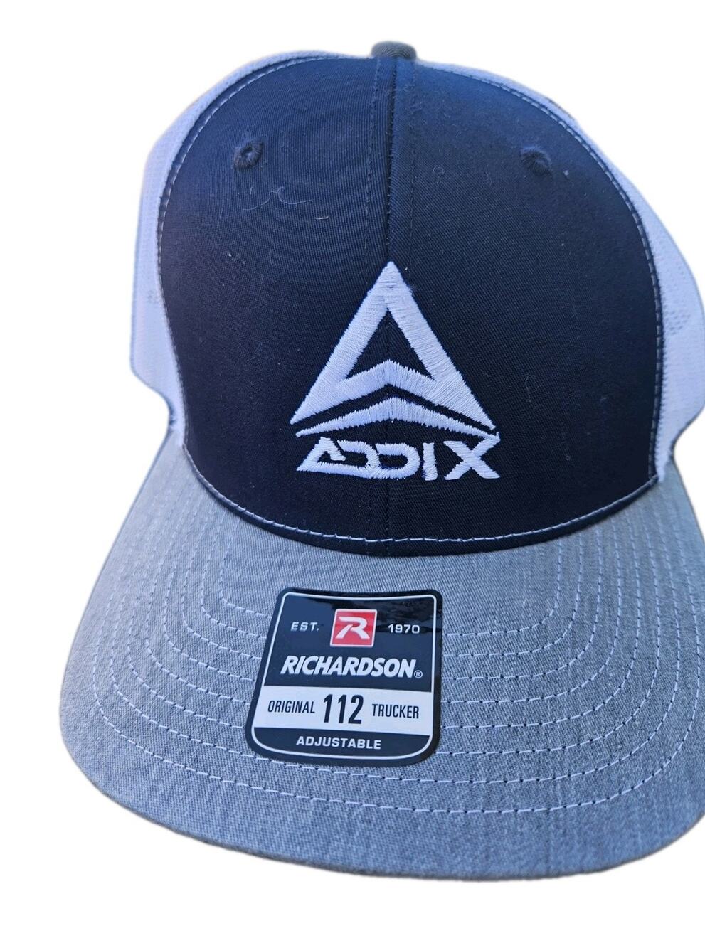 Richardson ADIX Trucker Hat White/Navy/Gray RICHARD Embroidered Adjustable New